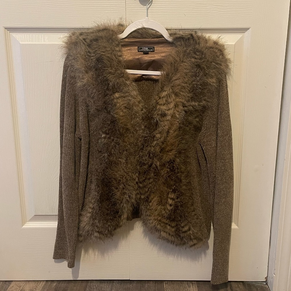 Lisa International Women's Chenille
Faux fun Sweater Jacket Sz L